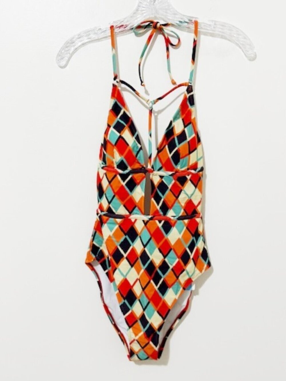 Cupshe Geometric Print Plunging Neckline One Piece Swimsuit Women's Size M NWT